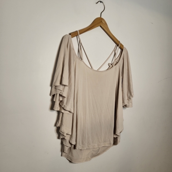 🔥ABSOLUTE FINAL!💲⬇️Free People Cold Shoulder Styled Blouse, Size L ~ EUC - Picture 10 of 11